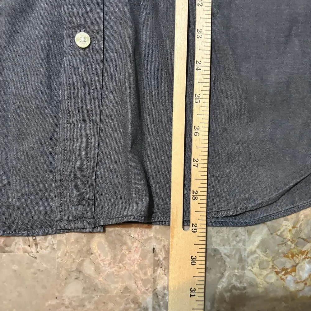 J Crew Shirt Mens Large Grey Sunwashed Oxford Woven Long Sleeve Button OCBD